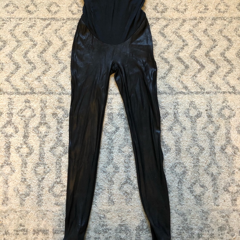 Maternity faux leather spanx leggings